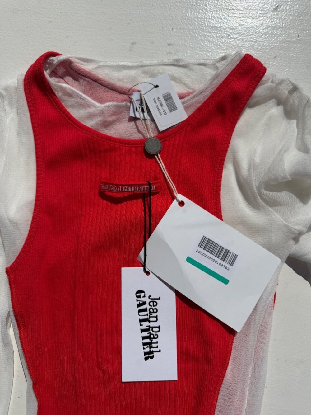 Jean Paul Gaultier Red & White Sheer Maxi Dress - NEW - Picture 4 of 4